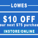 lowes $10 off $75